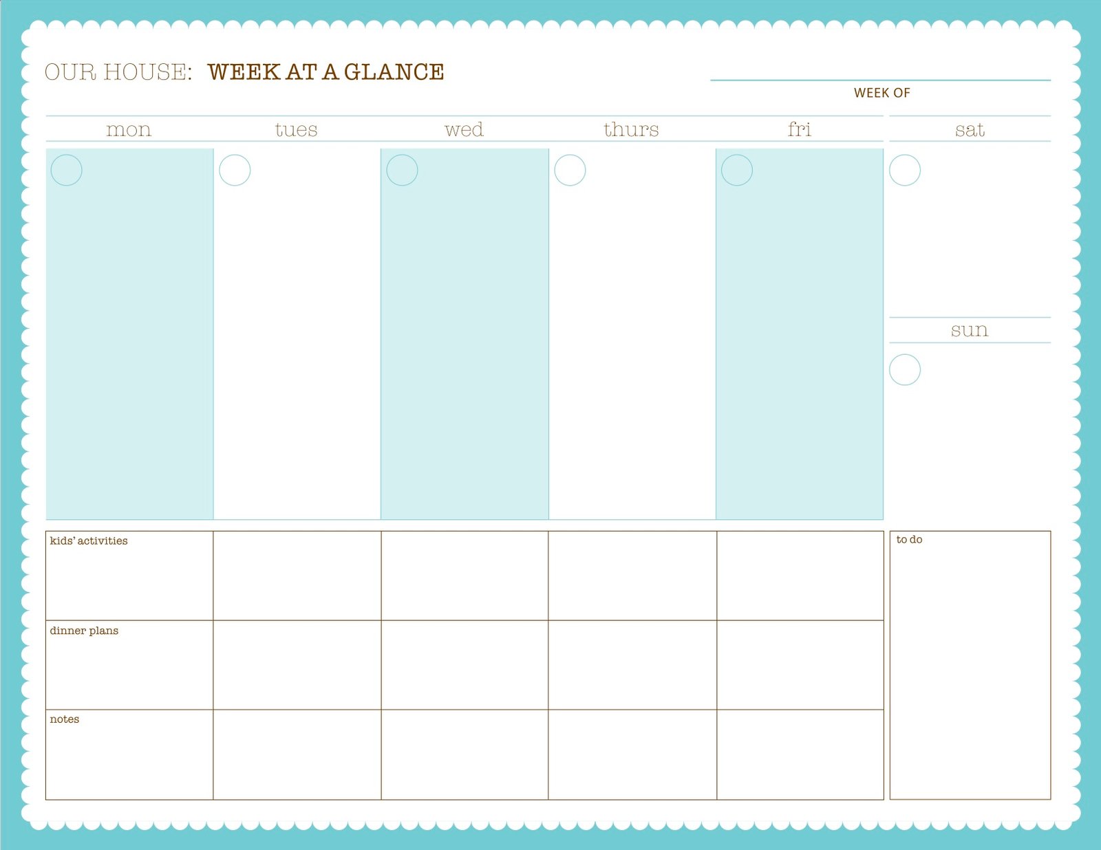 Free Printable Week At A Glance Template Printable Templates Free